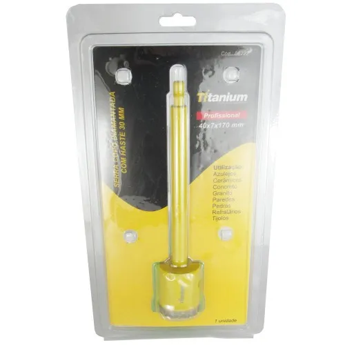 Serra copo diamantada 40 mm com haste encaixe 3/8