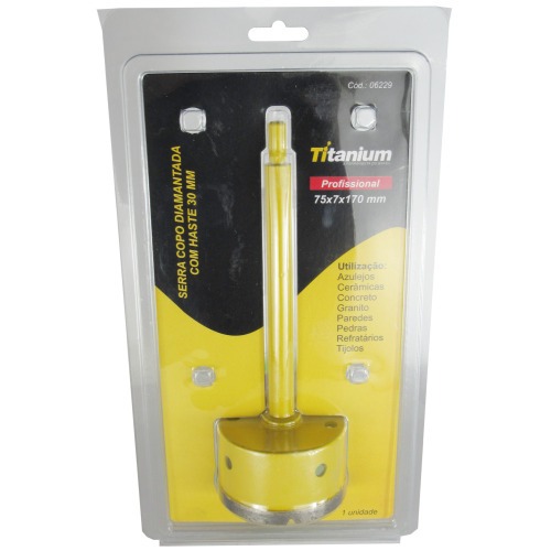 Serra copo diamantada 75 mm com haste encaixe 3/8 Serra copo diamantada 75 mm com haste encaixe 3/8