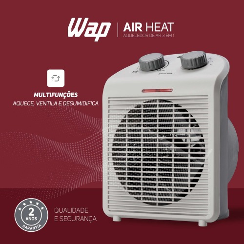 Aquecedor de ambientes 1500W 3 em 1 com ventilador - Air Heat 110V Aquecedor de ambientes 1500W 3 em 1 com ventilador - Air Heat 110V