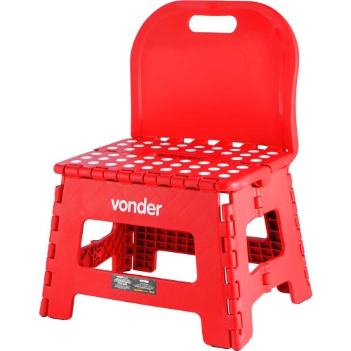 Banqueta plástica dobrável altura 220 mm com encosto Banqueta plástica dobrável altura 220 mm com encosto