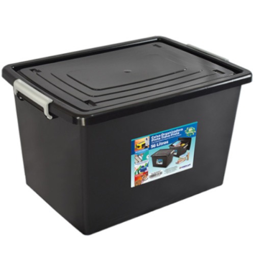 Caixa organizadora tampa com trava 56 litros - 25793 Caixa organizadora tampa com trava 56 litros - 25793