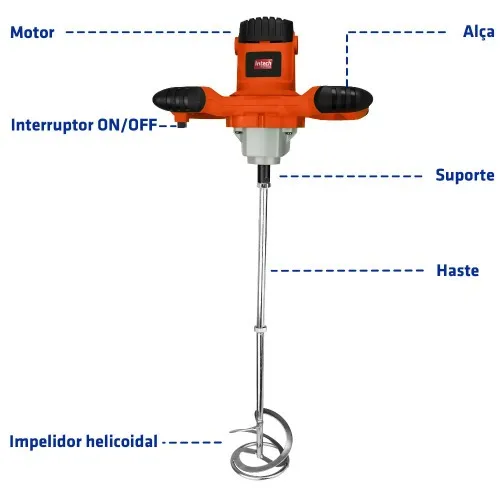 Misturador elétrico para argamassa e tintas 1200W velocidade variável - STIR1200  220V