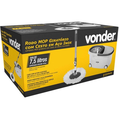 Balde espremedor com mop giratrio de rodinha capacidade 7,5 litros