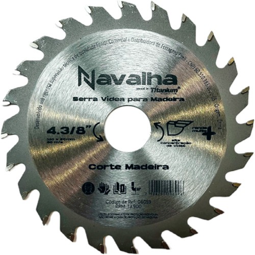 Disco de serra para madeira 110 x 20 mm 24 dentes - 06059 Disco de serra para madeira 110 x 20 mm 24 dentes - 06059