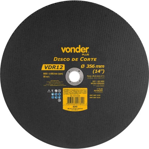 Disco de corte para metal 356 x 3,2 x 25,40 mm - VDR 12