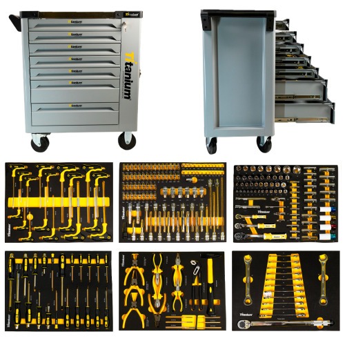 Carrinho para ferramentas com 7 gavetas e 258 ferramentas - Work Station
