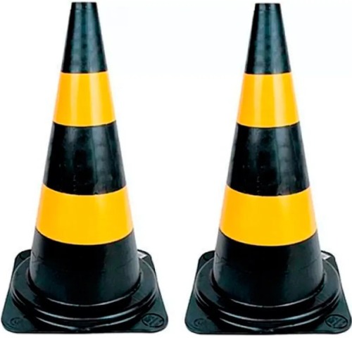 Kit 2 Cones para sinalização 75 cm 2 faixas - RM-44 Kit 2 Cones para sinalização 75 cm 2 faixas - RM-44