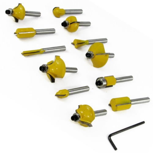 Jogo de fresas para madeira haste 8 mm com 12 peas - 05460