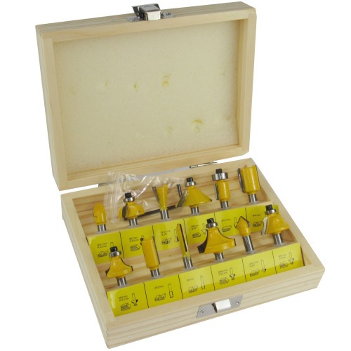 Jogo de fresas para madeira haste 8 mm com 12 peas - 05460