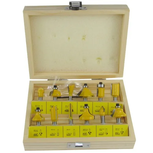 Jogo de fresas para madeira haste 8 mm com 12 peças - 05460