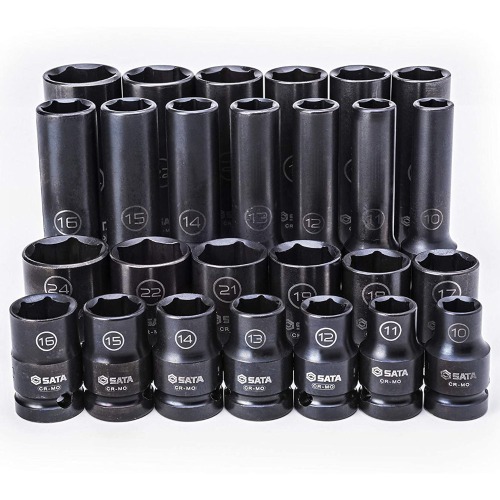 Jogo de soquete de impacto sextavado 10 a 24 mm encaixe 1/2 Jogo de soquete de impacto sextavado 10 a 24 mm encaixe 1/2