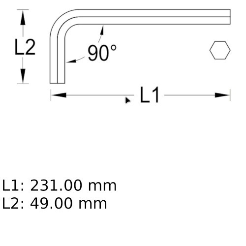 Chave allen longa 10 mm aço cromo vanádio - 42L Chave allen longa 10 mm aço cromo vanádio - 42L