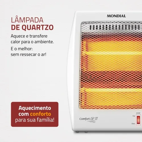 Aquecedor de ambientes 900W 2 em 1 quartzo Confort III - A-16  220V