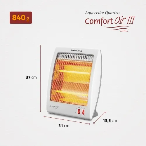 Aquecedor de ambientes 900W 2 em 1 quartzo Confort III - A-16  220V