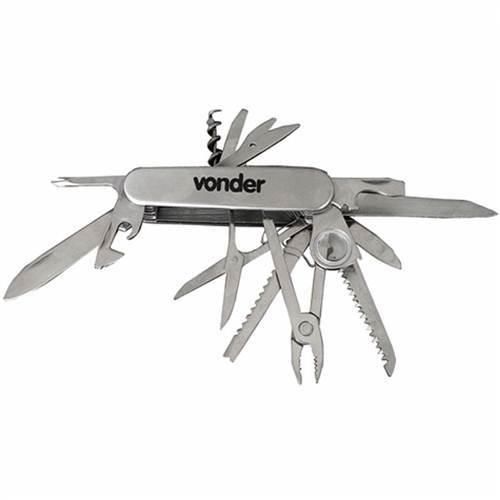 Canivete multiuso de ao inox com estojo - PLUS