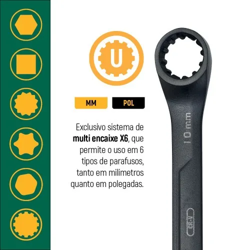 Jogo de chave combinada 8 a 17 mm multiencaixe 7 peças - Speedy X6