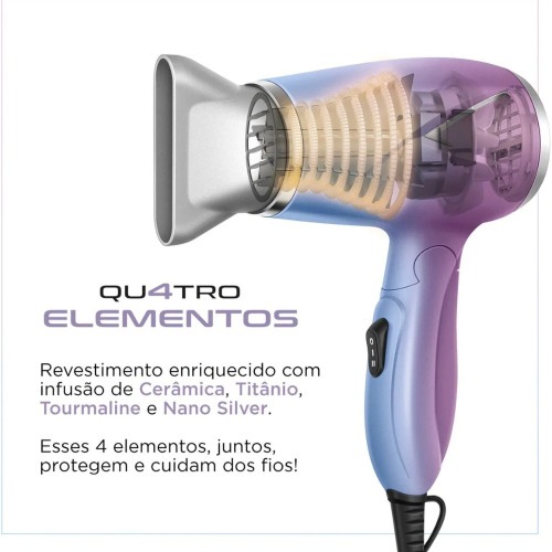 Secador de cabelo 1200W Duo Colors 4 Elementos By Juliette - SCT-JU-03  110V/220V