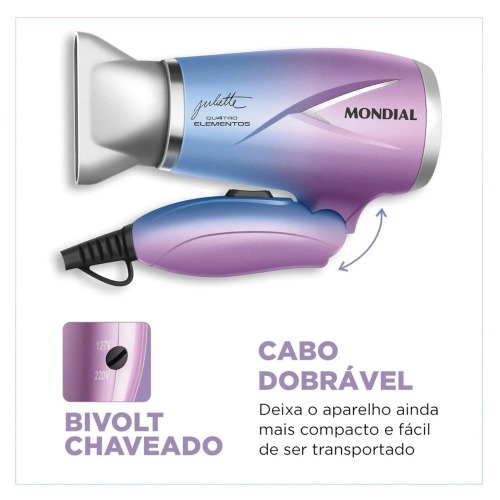 Secador de cabelo 1200W Duo Colors 4 Elementos By Juliette - SCT-JU-03  110V/220V