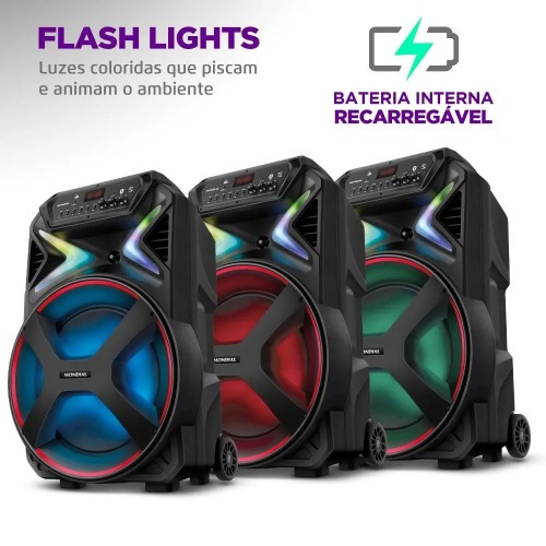 Caixa de som amplificada 700W RMS Bluetooth e FM Connect lights Plus - CM-700  110V/220V Caixa de som amplificada 700W RMS Bluetooth e FM Connect lights Plus - CM-700  110V/220V