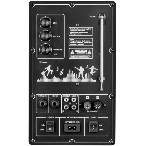 Caixa de som amplificada 700W RMS Bluetooth e FM Connect lights Plus - CM-700  110V/220V Caixa de som amplificada 700W RMS Bluetooth e FM Connect lights Plus - CM-700  110V/220V