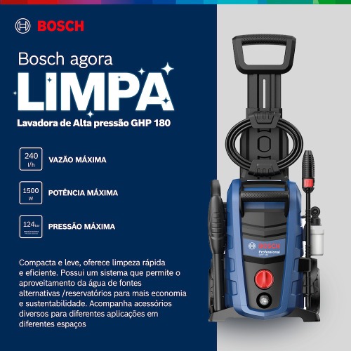 Lavadora de alta pressão 1800 libras com acessórios - GHP 180 110V Lavadora de alta pressão 1800 libras com acessórios - GHP 180 110V