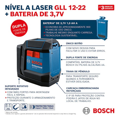 N�vel a laser 2 linhas 12 m com suporte girat�rio acoplado - GLL 12-22