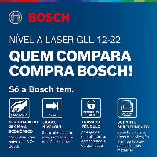 Nível a laser 2 linhas 12 m com suporte giratório acoplado - GLL