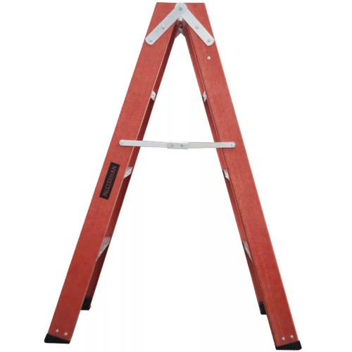 Escada tesoura dupla em fibra de vidro 4 degraus 1,20 m - ESC04120  Escada tesoura dupla em fibra de vidro 4 degraus 1,20 m - ESC04120