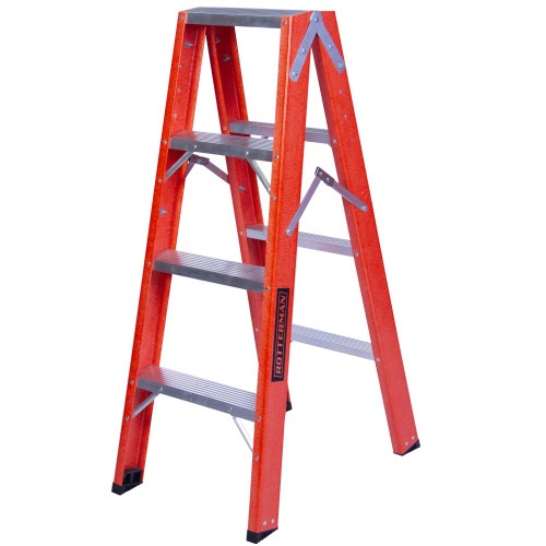 Escada tesoura dupla em fibra de vidro 4 degraus 1,20 m - ESC04120  Escada tesoura dupla em fibra de vidro 4 degraus 1,20 m - ESC04120