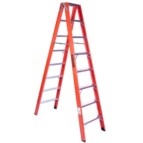 Escada tesoura dupla em fibra de vidro 8 degraus 2,40 m - ESC08240