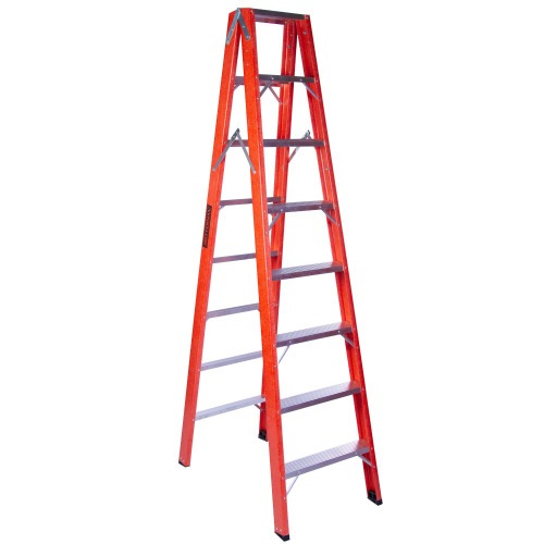 Escada tesoura dupla em fibra de vidro 8 degraus 2,40 m - ESC08240