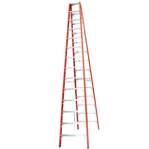 Escada de fibra de vidro 14 degraus 4,2 m modelo americana dupla - ESC14420 Escada de fibra de vidro 14 degraus 4,2 m modelo americana dupla - ESC14420