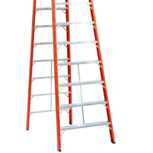 Escada de fibra de vidro 17 degraus 5,1 m modelo americana dupla - ESC17510
