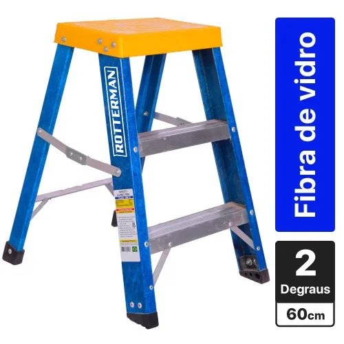 Escada banqueta de fibra de vidro 2 degraus + patamar 60 cm