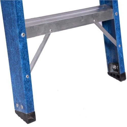 Escada tesoura simples em fibra de vidro 6 degraus + patamar 2,10 m- Premium