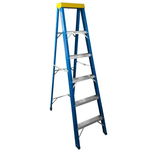 Escada de fibra de vidro 5 degraus + patamar 1,80 m americano simples