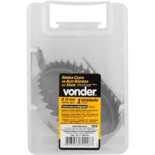 Serra copo de a�o r�pido 70 mm para inox