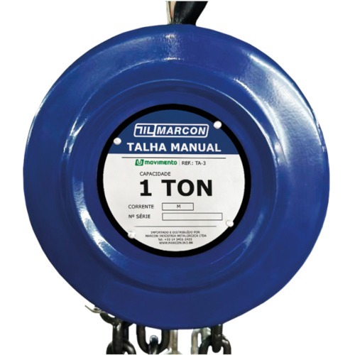 Talha manual com capacidade de 1000 kg e 5 metros de corrente - TA-4 Talha manual com capacidade de 1000 kg e 5 metros de corrente - TA-4