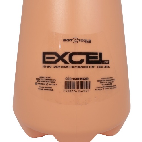 Pulverizador e Snow Foam automotivo 2L 3 em 1 - Excel Line Pulverizador e Snow Foam automotivo 2L 3 em 1 - Excel Line
