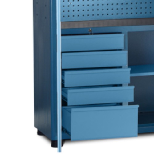 Arm�rio para ferramentas com 1 prateleira 5 gavetas e porta com visores em vidro - AM-1003