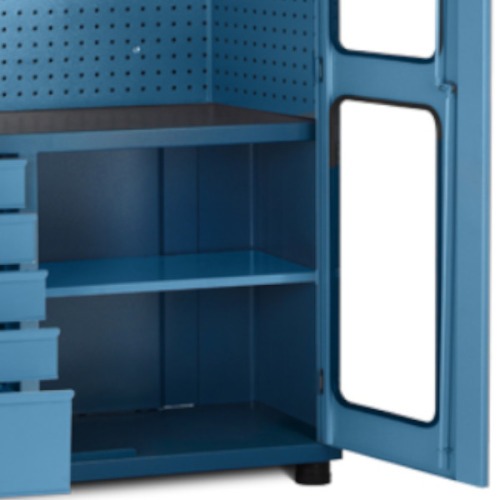 Arm�rio para ferramentas com 1 prateleira 5 gavetas e porta com visores em vidro - AM-1003