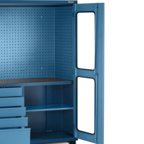 Arm�rio para ferramentas com 1 prateleira 5 gavetas e porta com visores em vidro - AM-1003