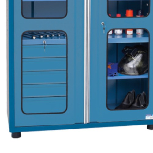 Arm�rio para ferramentas com 3 prateleiras 5 gavetas e portas de vidro - AM-1005