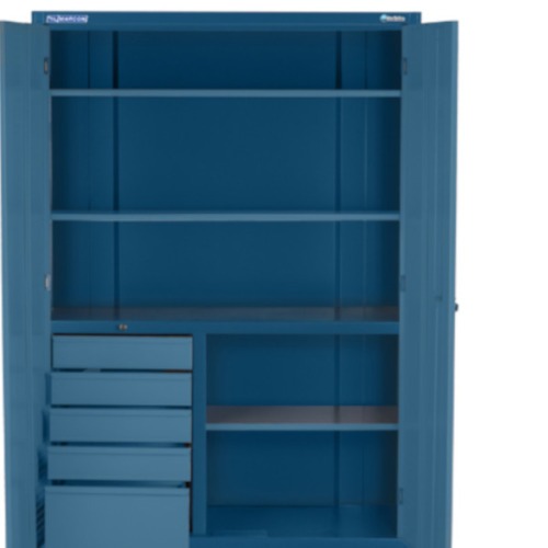 Armário para ferramentas com 3 prateleiras 5 gavetas e portas de vidro - AM-1006 Armário para ferramentas com 3 prateleiras 5 gavetas e portas de vidro - AM-1006