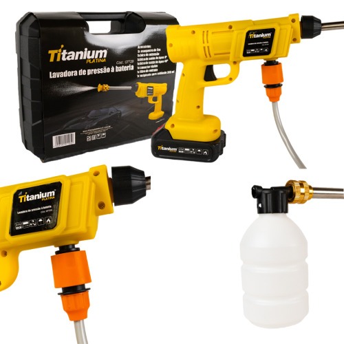 Lavadora de alta presso tipo pistola a bateria 21V com 2 baterias + acessrios - 07729  110V/220V