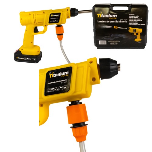Lavadora de alta presso tipo pistola a bateria 21V com 2 baterias + acessrios - 07729  110V/220V