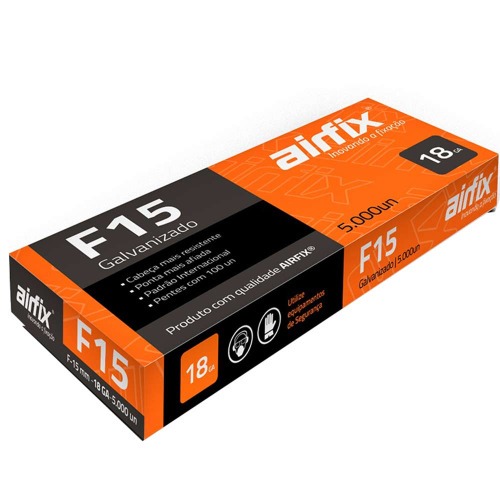 Pino para pinador pneumático tipo F 1,05 x 15 mm com 5.000 peças - F15 Pino para pinador pneumático tipo F 1,05 x 15 mm com 5.000 peças - F15