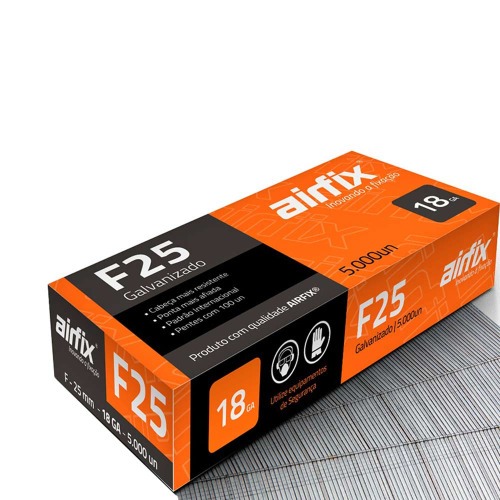 Pino para pinador pneumático tipo F 1,05 x 25 mm com 5.000 peças - F25 Pino para pinador pneumático tipo F 1,05 x 25 mm com 5.000 peças - F25