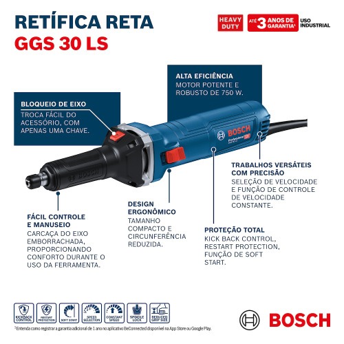 Retificadeira reta 750W com pina de 1/4