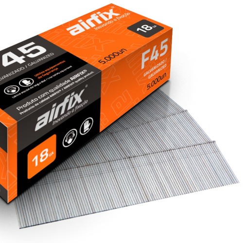 Pino para pinador pneumático tipo F 1,05 x 45 mm com 5.000 peças - F45 Pino para pinador pneumático tipo F 1,05 x 45 mm com 5.000 peças - F45